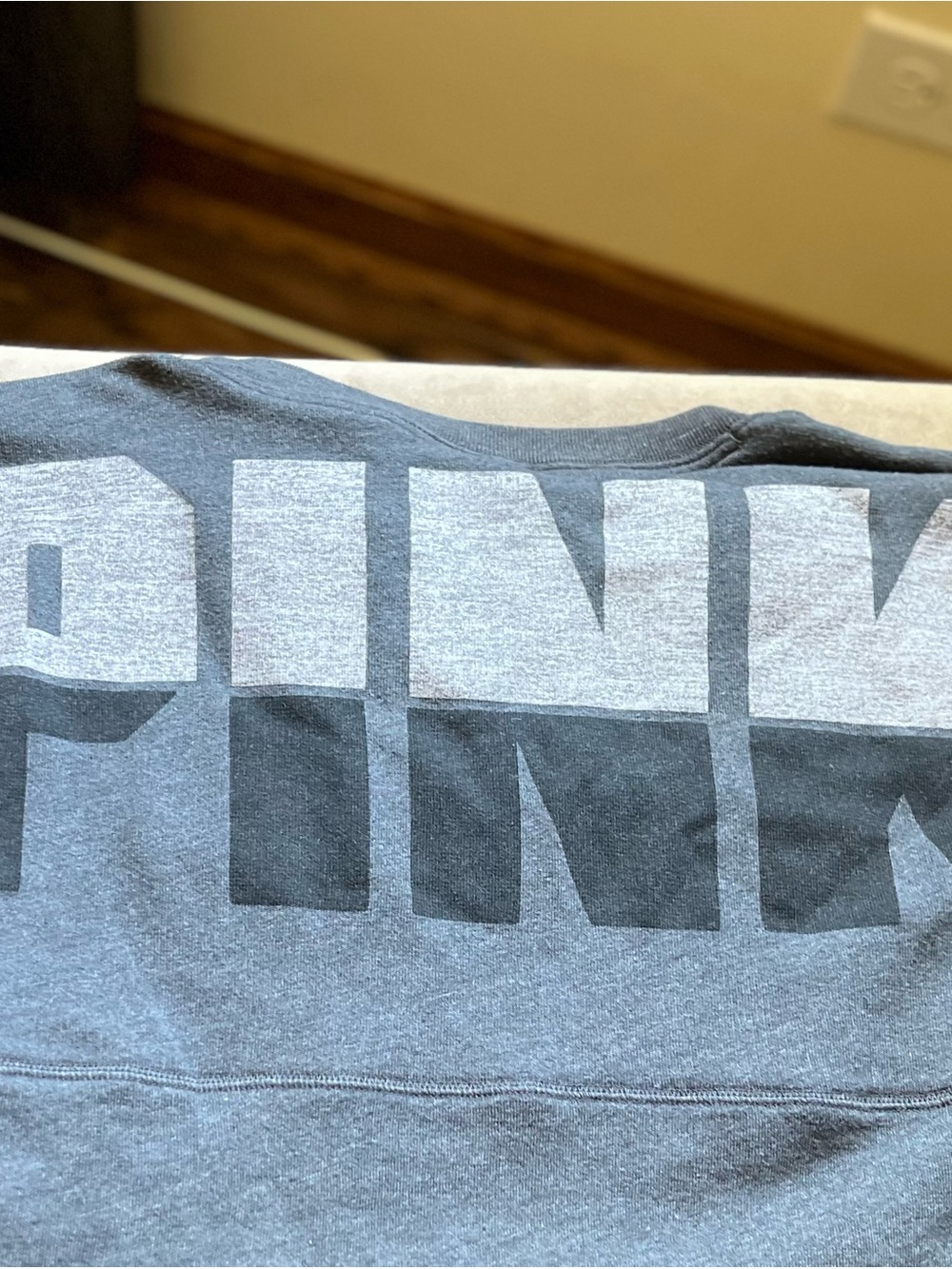 PINK Victoria's Secret Heather Slate Gray Long Sleeve Crew